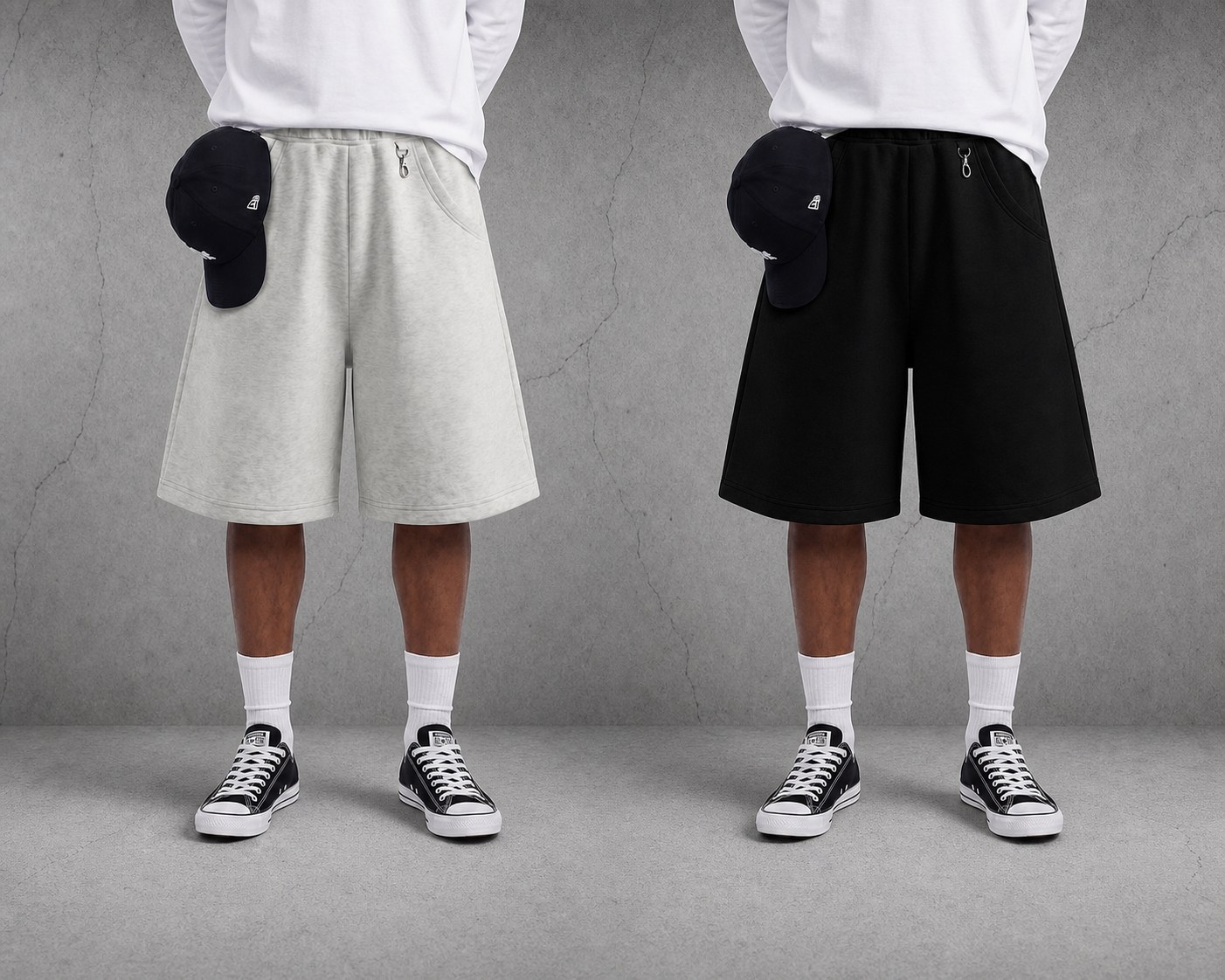 Black and light gray cozy shorts