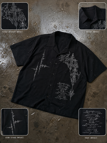 Gothic Cross Bowling Shirt