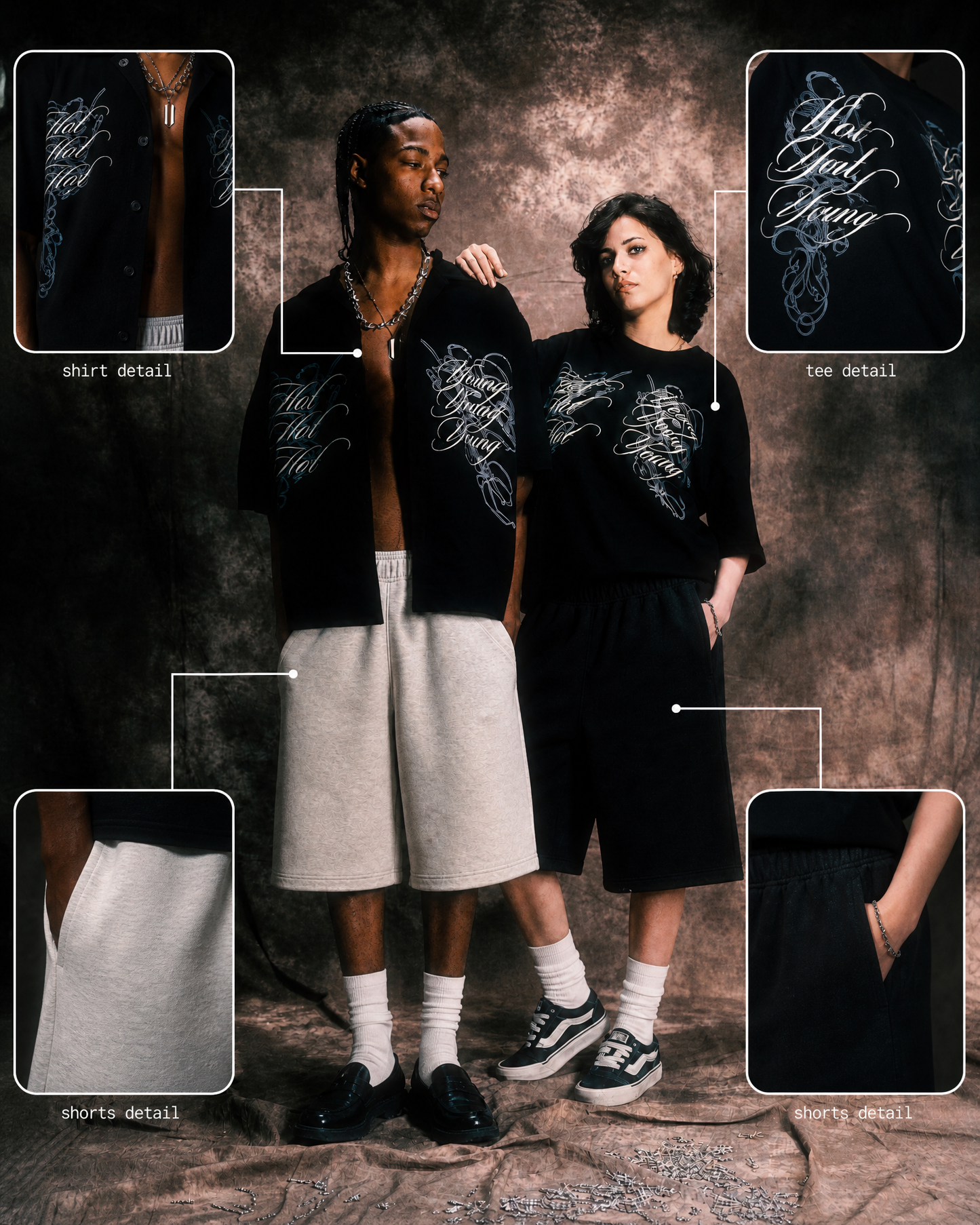 Black and light gray cozy shorts