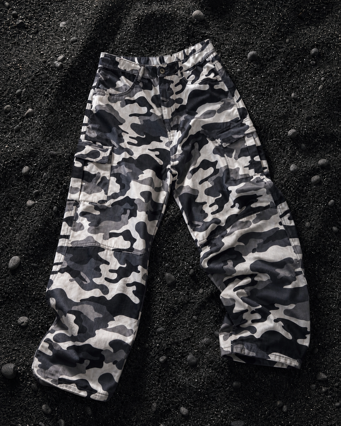 * Grey Baggy Gabardine Pants camo
