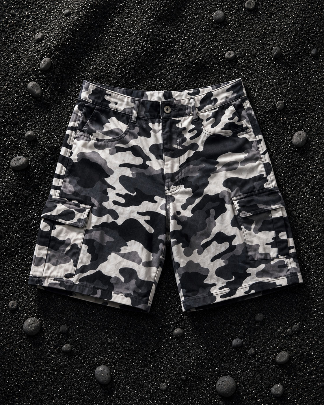 * gray Washed Gabardine Cargo Shorts camo