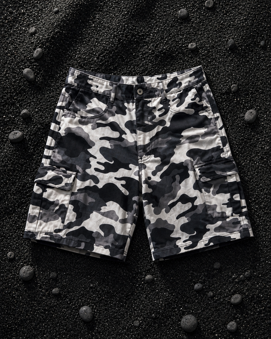 * gray Washed Gabardine Cargo Shorts camo