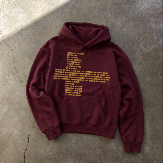 Deep burgundy. Dark energy. No ordinary hoodie