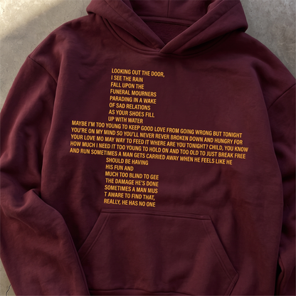 Deep burgundy. Dark energy. No ordinary hoodie